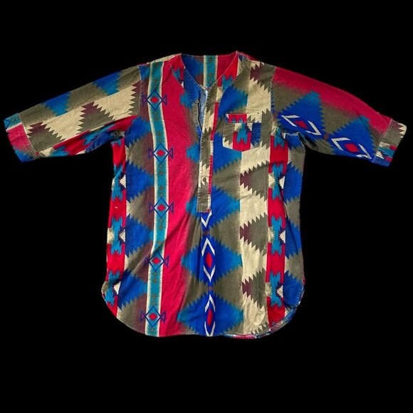 Vintage Woolrich Woolen Mills Aztec Oversized Chamois Popover Tunic Shirt - Picture 1 of 7